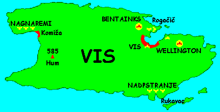 Karte der Insel Vis